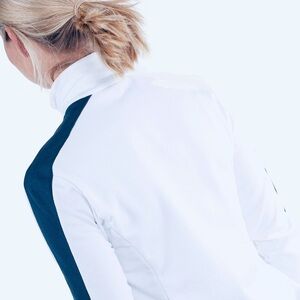 RALPH LAUREN SIZE L~ RLX ZIP UP JACKET ~TENNIS GOLF SPORTS GYM WEAR~WHITE NAVY